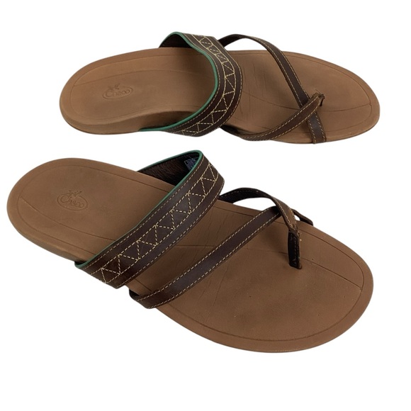 Chaco Leather Strappy Open Heel Sandals Brown - Picture 9 of 9